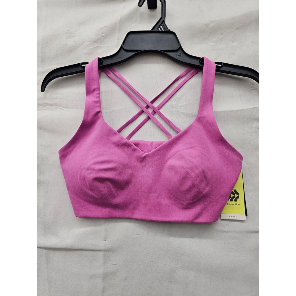 All in Motion Womens Bonded Strappy Super Flex Bra Pink Poly Blend Size Small